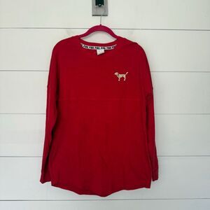Victoria’s Secret Pink Women’s XS Red Fair Isle Sequin Varsity Crew